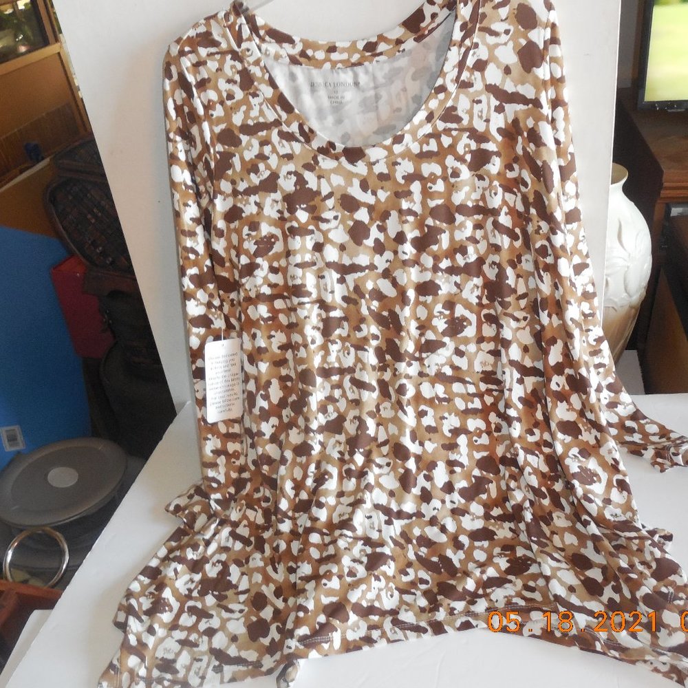 Jessica London, 12, Brn/White Shark Bite Top NewNT